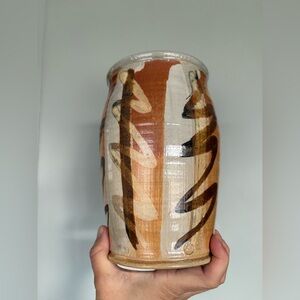 Signed Studio Pottery Vase / Handmade Glazed Ceramic Vase / Earth Tone Art